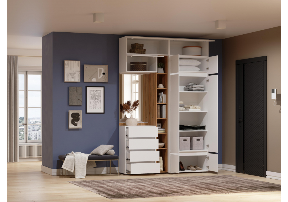 фото прихожая комплектация 5 woodville роут белый 596587 | 220svet.ru