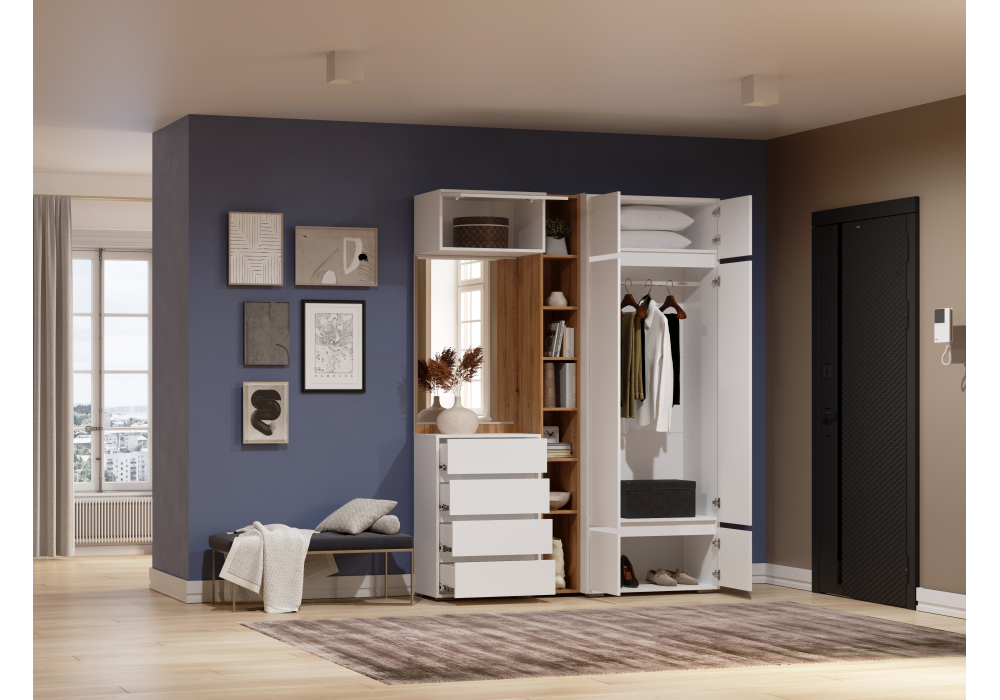 фото прихожая комплектация 4 woodville роут белый 596586 | 220svet.ru