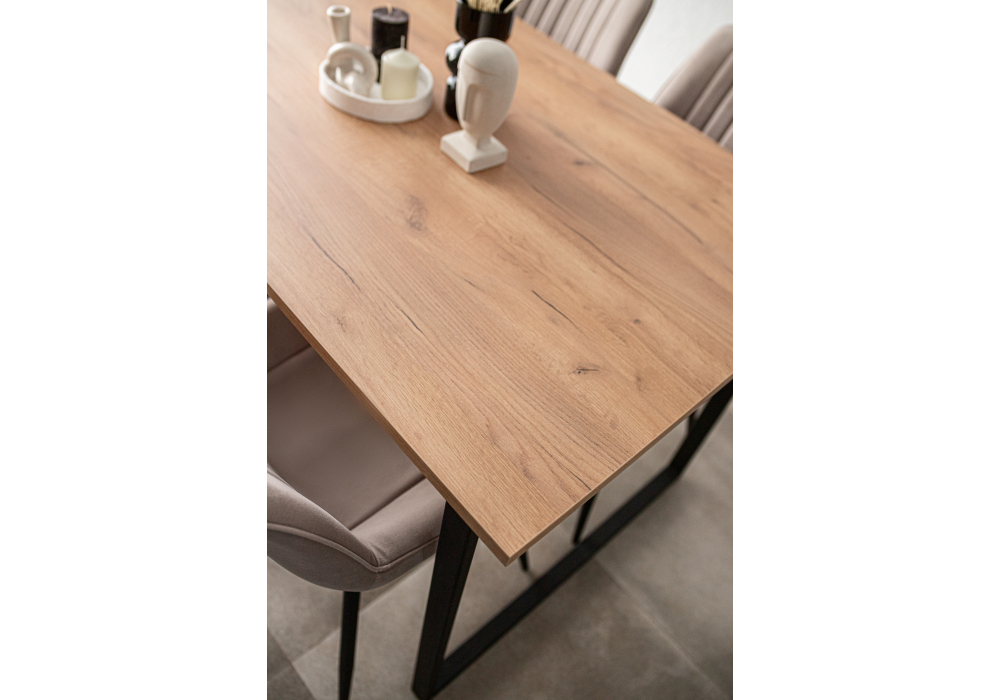 фото стол деревянный раскладной woodville лиман 120х80 дуб крафт золотой / черный матовый 615151 | 220svet.ru