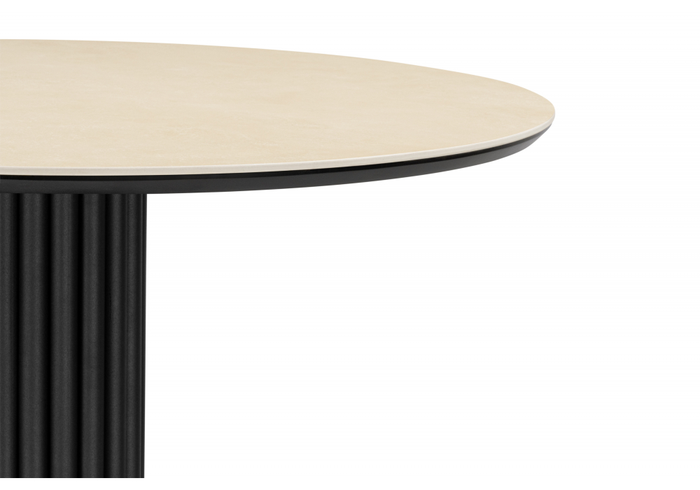 фото керамический стол woodville кэмерон 90 okara light yellow / черный 664917 | 220svet.ru