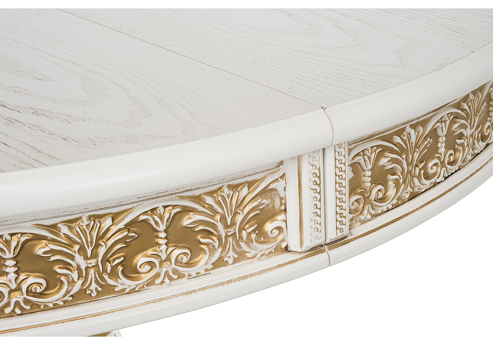 фото стол деревянный раскладной woodville лорд молочный / золотая патина 615199 | 220svet.ru