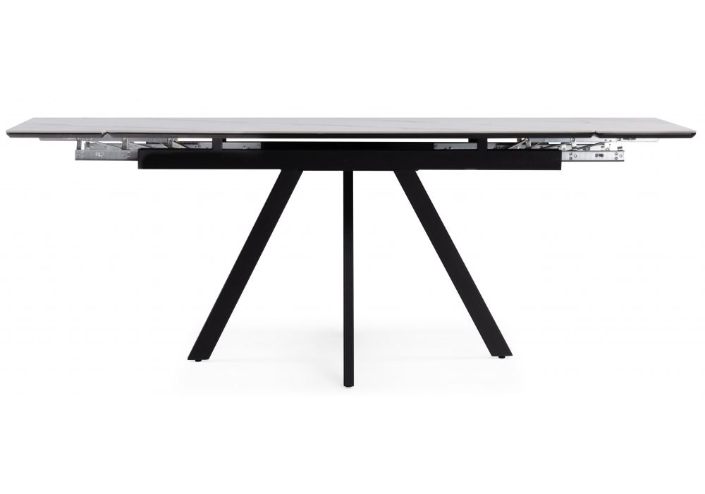 фото керамический стол раскладной woodville вилли 140(200)х80 белый мрамор snow white / черный 612195 | 220svet.ru