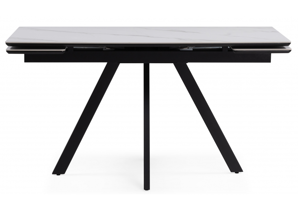 фото керамический стол раскладной woodville вилли 140(200)х80 белый мрамор snow white / черный 612195 | 220svet.ru