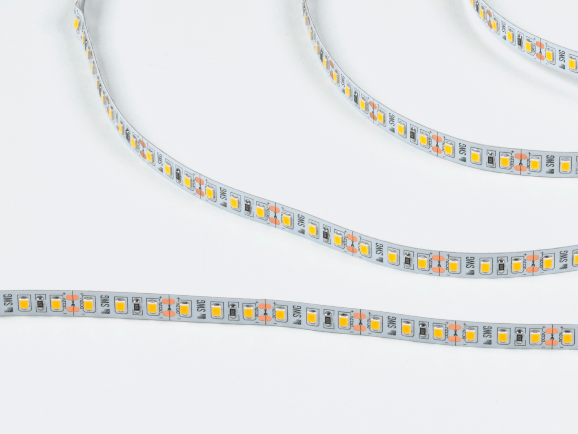 фото лента светодиодная 12 вт/м (ip20) теплый 12в 3м swg | 220svet.ru