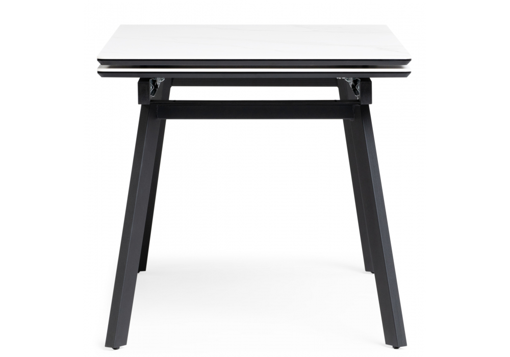 фото керамический стол раскладной woodville норман 140(200)х80х75 белый мрамор alpin white / черный 612197 | 220svet.ru