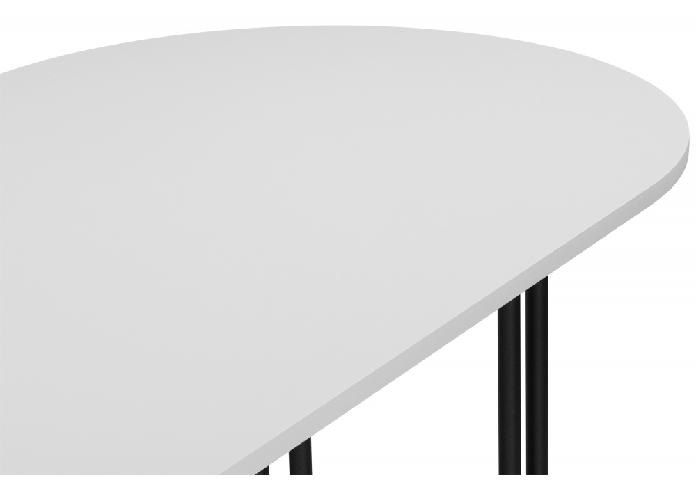 фото стол деревянный woodville хьюго белая шагрень пленка / черные ноги 620414 | 220svet.ru