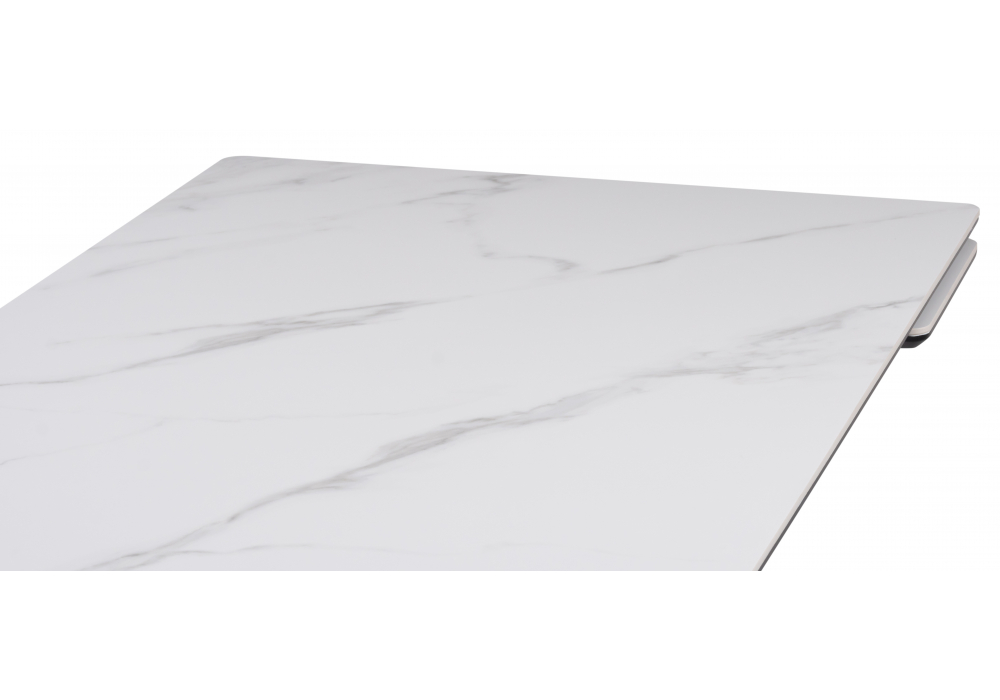 фото керамический стол раскладной woodville вилли 140(200)х80 белый мрамор snow white / черный 612195 | 220svet.ru
