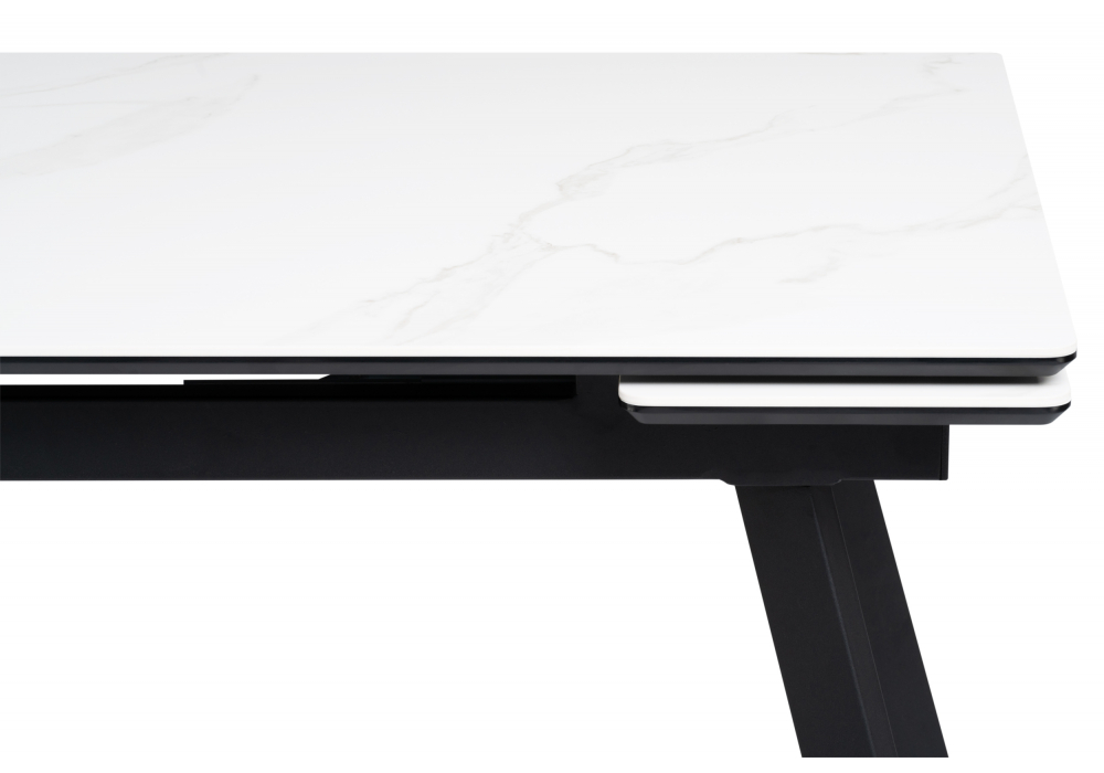 фото керамический стол раскладной 120(180)х80 woodville норман snow (alpin) white / черный 622885 | 220svet.ru