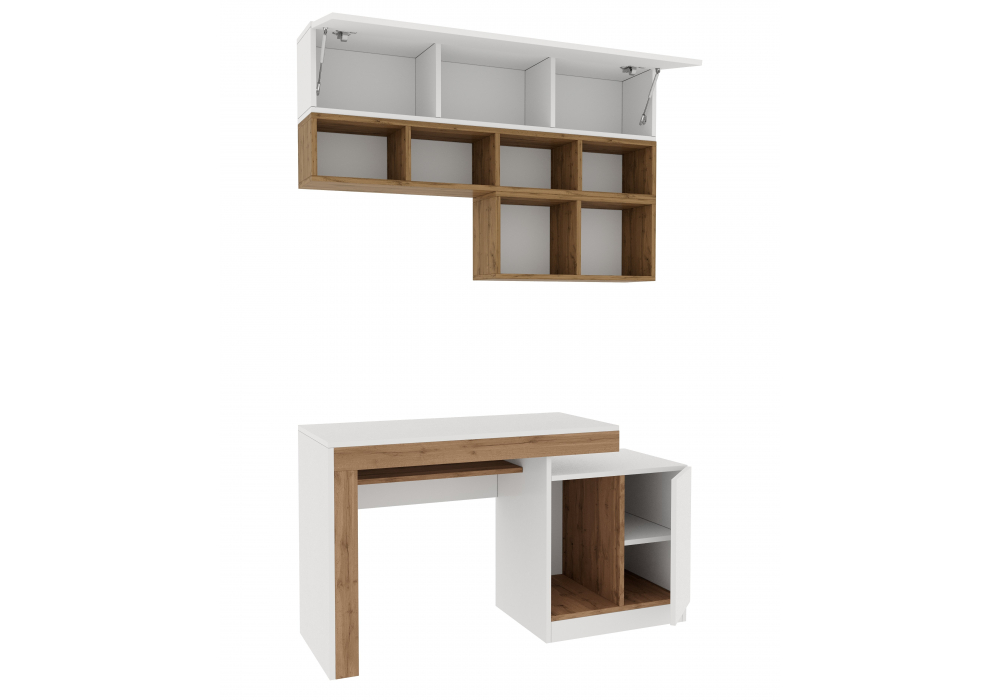 фото кабинет комплектация 4 woodville модена белый / дуб вотан 563547 | 220svet.ru