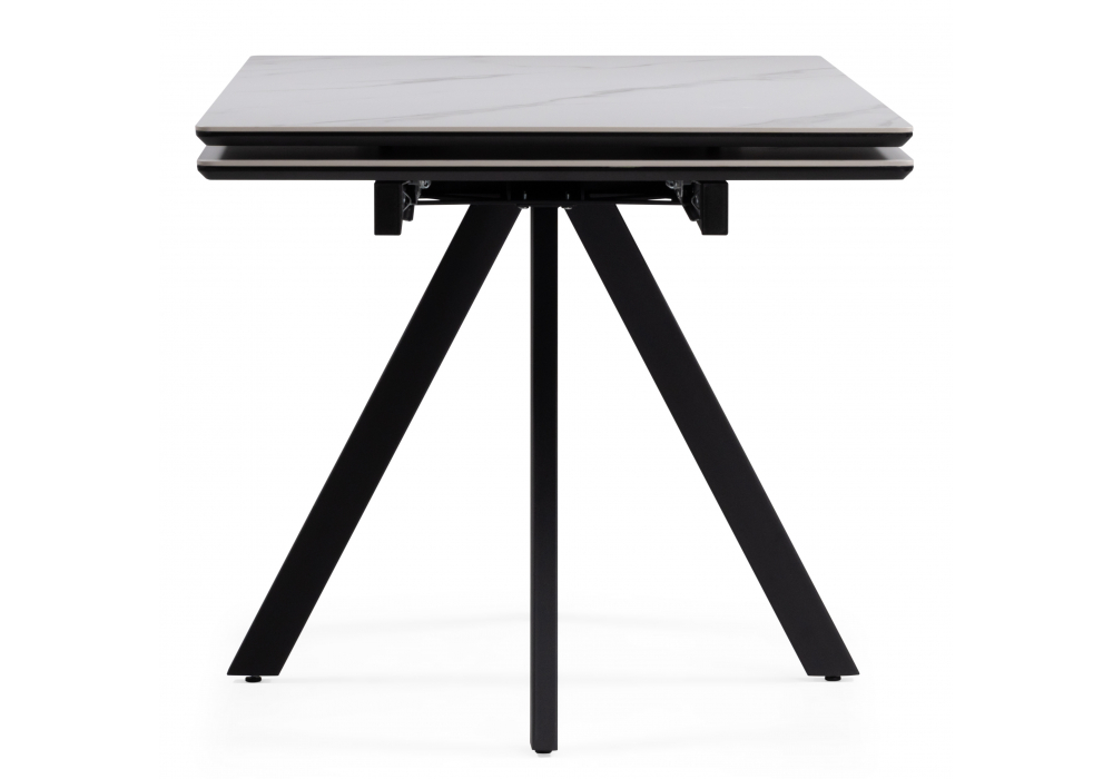 фото керамический стол раскладной woodville вилли 140(200)х80 белый мрамор snow white / черный 612195 | 220svet.ru