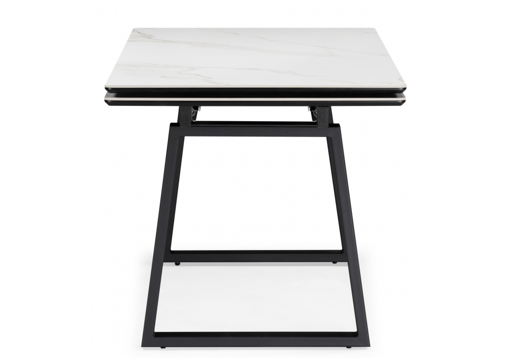 фото керамический стол раскладной woodville джек 140(200)х80 белый мрамор alpin white / черный 612899 | 220svet.ru