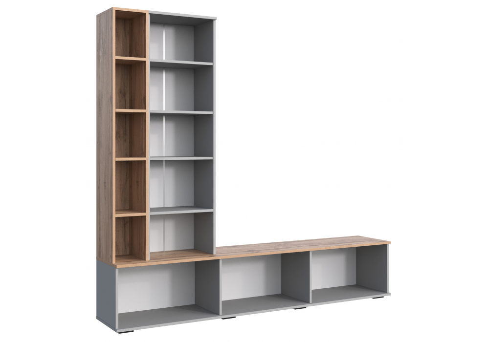 фото тв-тумба woodville филеста шиншилла серая / дуб вотан 664896 | 220svet.ru