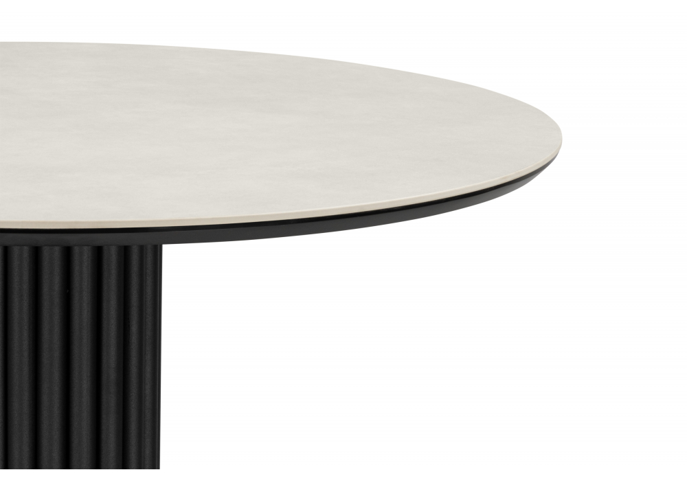 фото керамический стол woodville кэмерон 90 carmen light grey / черный 625909 | 220svet.ru