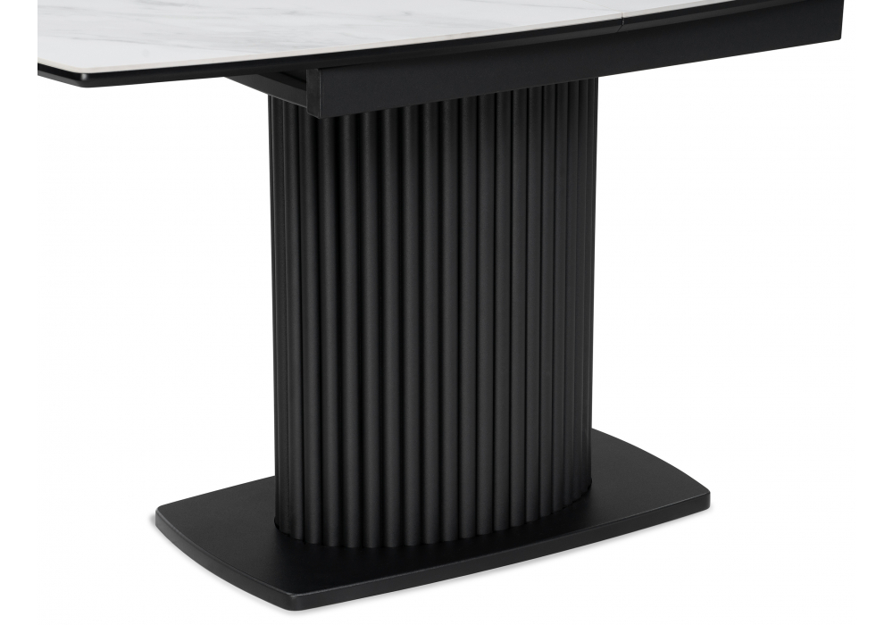 фото керамический стол раскладной woodville фестер 140(180)х80 белый мрамор snow white / черный 614245 | 220svet.ru