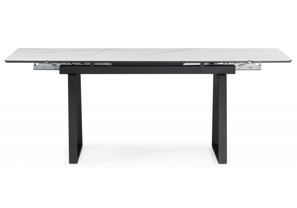 фото керамический стол раскладной woodville джек 140(200)х80 белый мрамор alpin white / черный 612899 | 220svet.ru