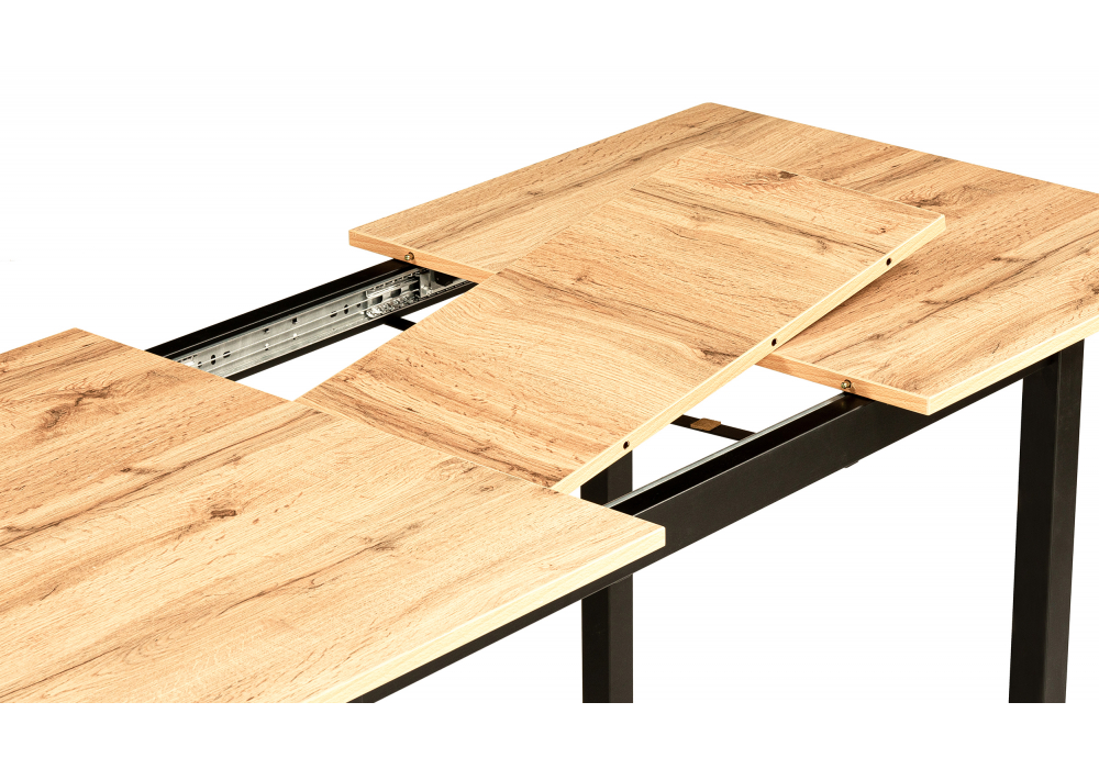 фото стол деревянный раскладной woodville аркон 110(130)х68х75 дуб вотан / черный 611354 | 220svet.ru