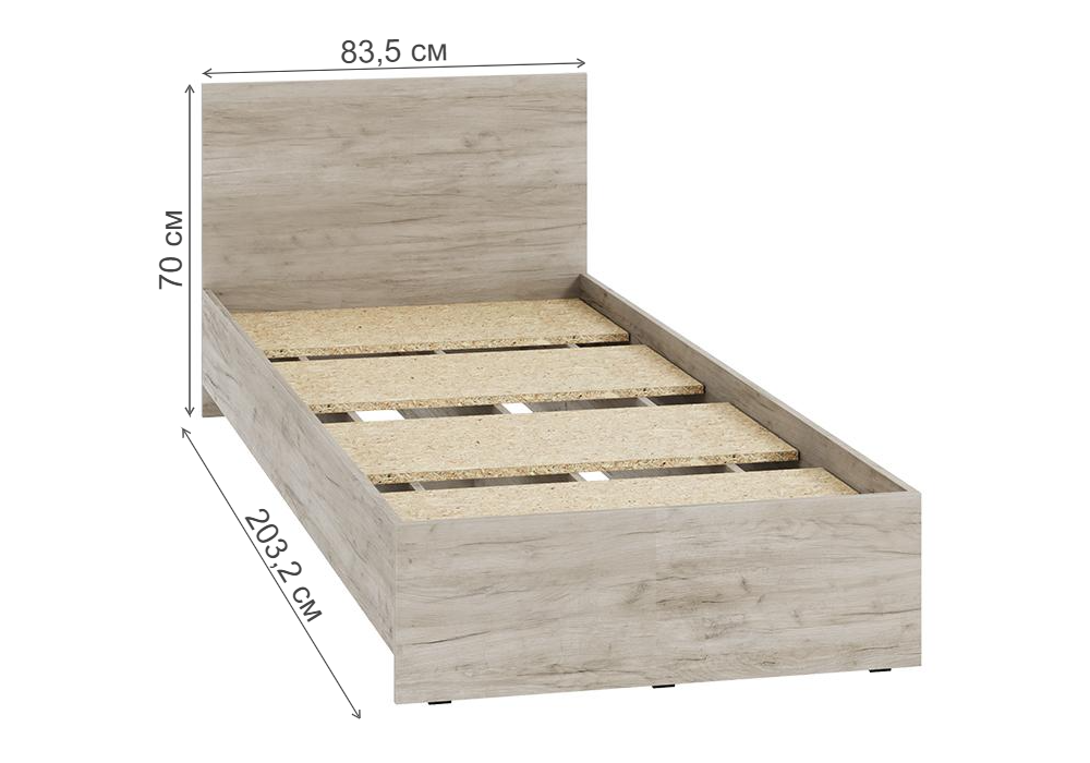 фото односпальная кровать 80х200 woodville адайн кр-080 дуб крафт серый / дуб крафт серый 608594 | 220svet.ru