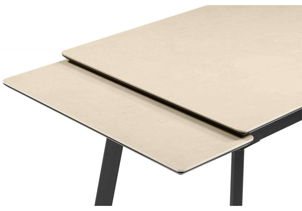 фото керамический стол раздвижной woodville норман 120(180)х80 okara light yellow / черный 664955 | 220svet.ru