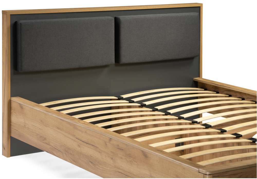 фото полутораспальная кровать 140х200 woodville клауд парящая дуб крафт золотой / антрацит 533088 | 220svet.ru