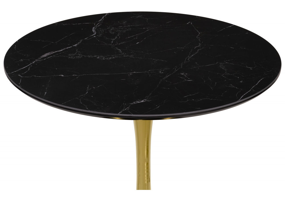 фото керамический стол woodville тулип 90х73 черный мрамор / золото 600710 | 220svet.ru
