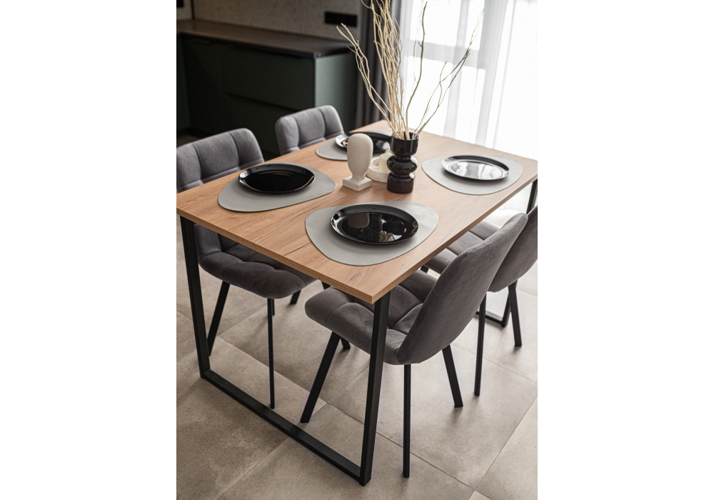 фото стол деревянный раскладной woodville лиман 120х80 дуб крафт золотой / черный матовый 615151 | 220svet.ru