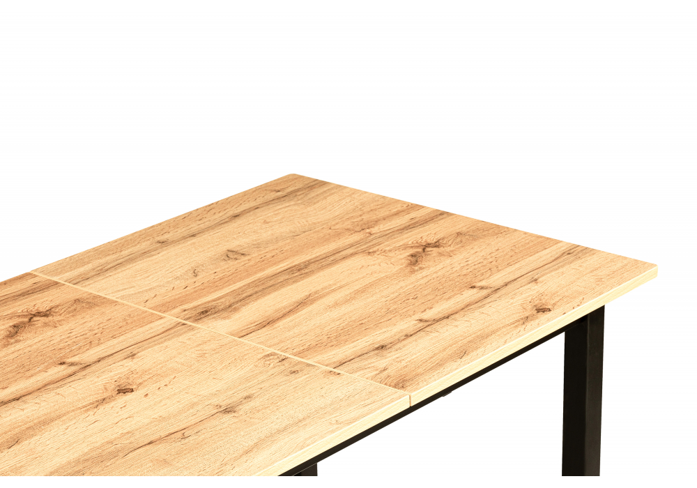 фото стол деревянный раскладной woodville аркон 110(130)х68х75 дуб вотан / черный 611354 | 220svet.ru