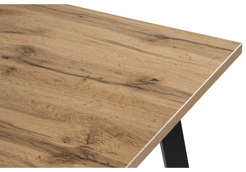 фото стол деревянный woodville тринити лофт 120x80x75 25 мм дуб вотан / черный матовый 539242 | 220svet.ru