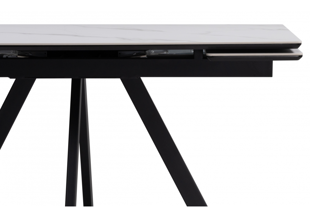 фото керамический стол раскладной woodville вилли 140(200)х80 белый мрамор snow white / черный 612195 | 220svet.ru