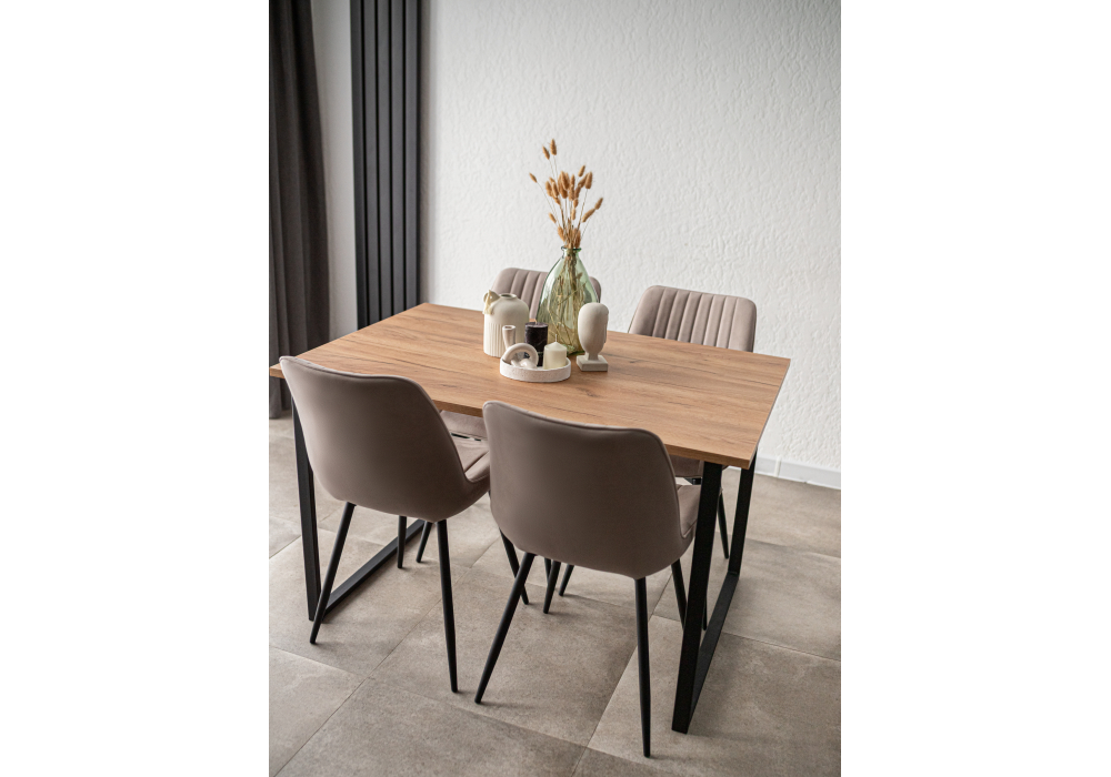 фото стол деревянный раскладной woodville лиман 120х80 дуб крафт золотой / черный матовый 615151 | 220svet.ru