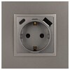Миниатюра фото розетка эра elegance 14-4108-16 2p+e 16a-250в со шторками с usb type-a+c 5в-3а титан б0067695 | 220svet.ru